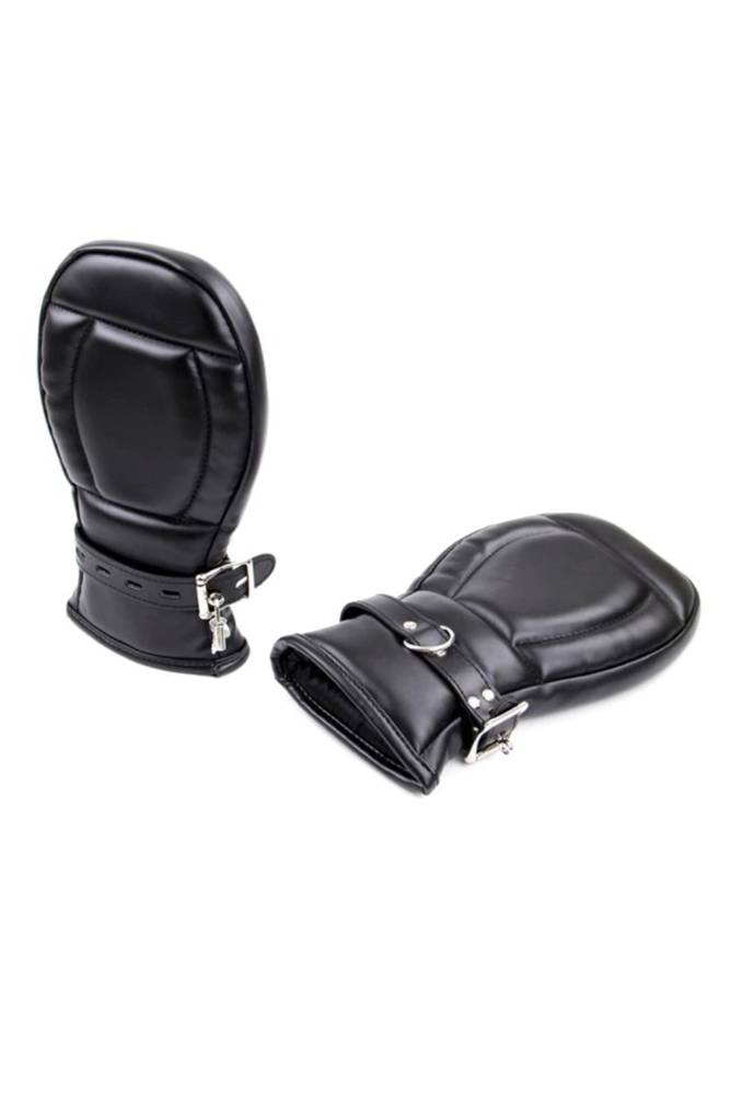 Ouch by Shots Toys - Puppy Play - Neoprene Dog Mitts with Padlocks - Black - Stag Shop