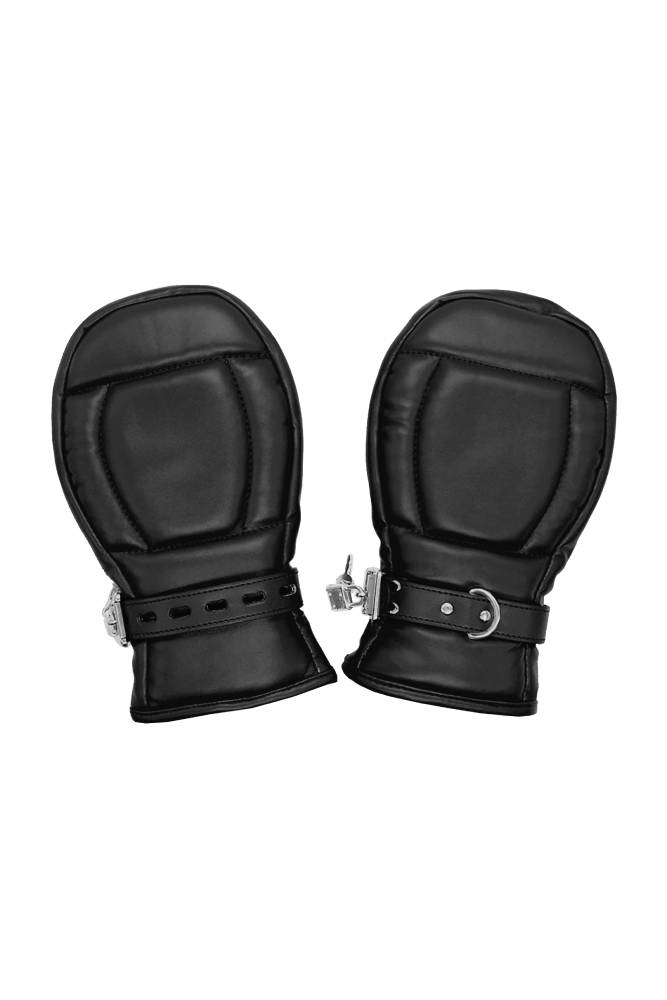 Ouch by Shots Toys - Puppy Play - Neoprene Dog Mitts with Padlocks - Black - Stag Shop