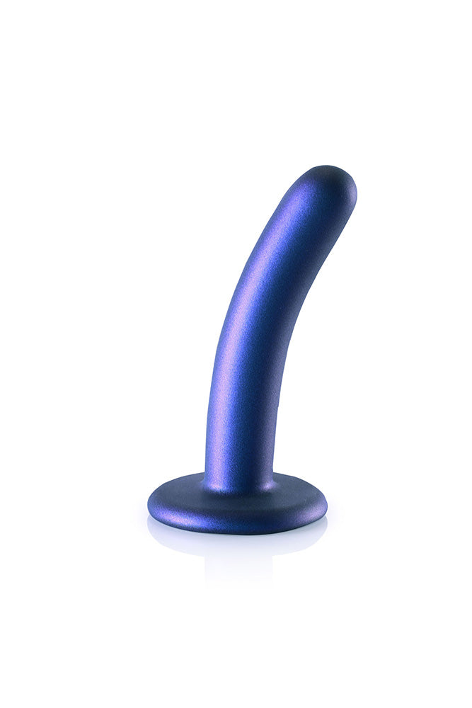 Ouch by Shots Toys - 5" Smooth Silicone Dildo - Metallic Blue - Stag Shop