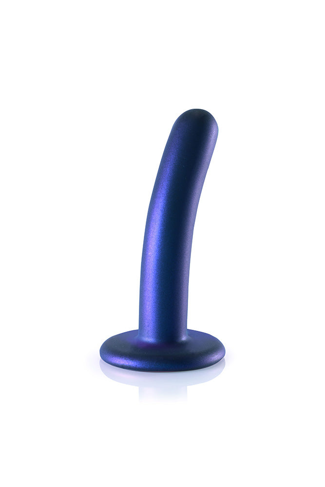 Ouch by Shots Toys - 5" Smooth Silicone Dildo - Metallic Blue - Stag Shop