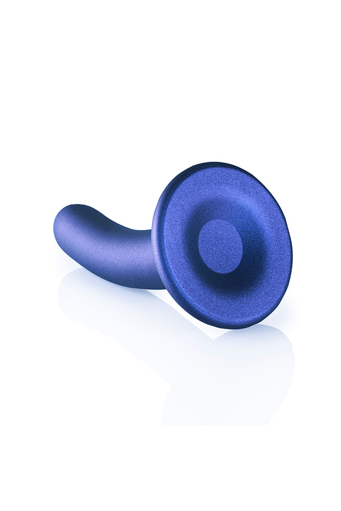 Ouch by Shots Toys - 5" Smooth Silicone Dildo - Metallic Blue - Stag Shop