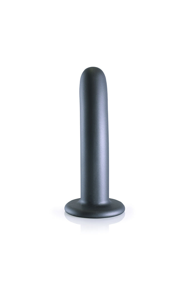 Ouch by Shots Toys - 6" Smooth Silicone Dildo - Gunmetal - Stag Shop