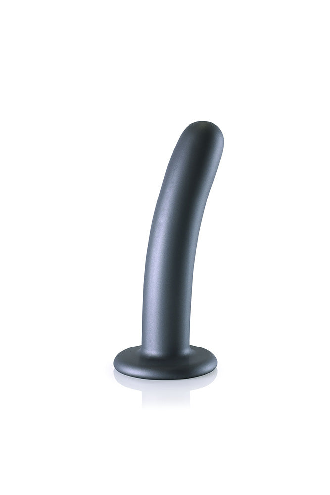 Ouch by Shots Toys - 6" Smooth Silicone Dildo - Gunmetal - Stag Shop