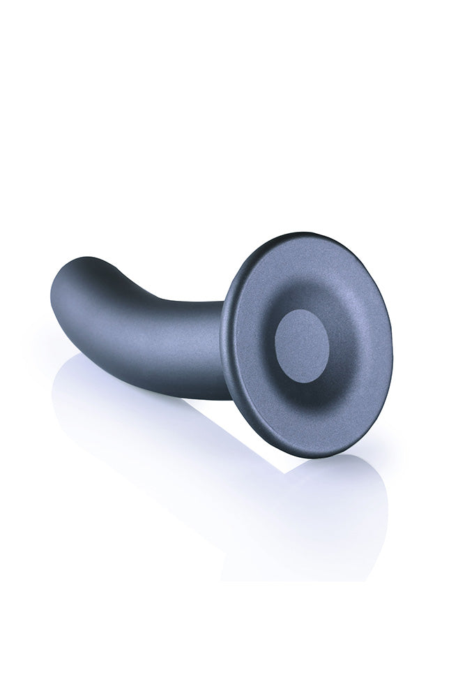 Ouch by Shots Toys - 6" Smooth Silicone Dildo - Gunmetal - Stag Shop