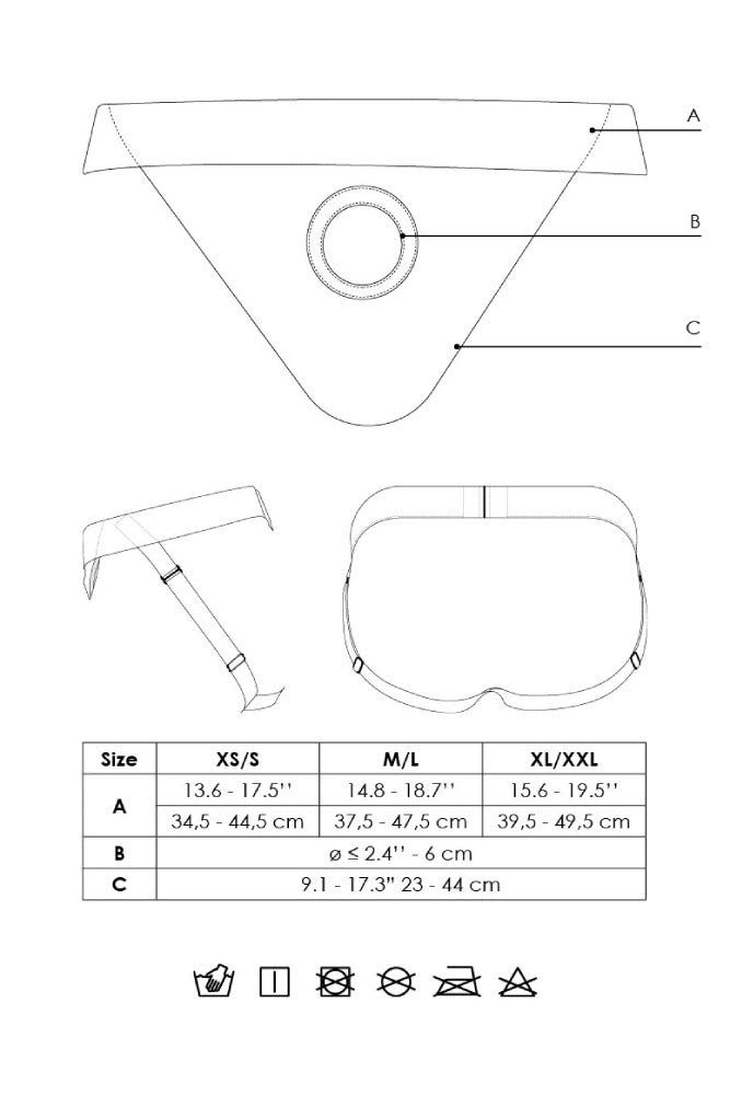 Ouch by Shots Toys - Vibrating Strap-on Panty Harness with Open Back - Black - Various Sizes - Stag Shop