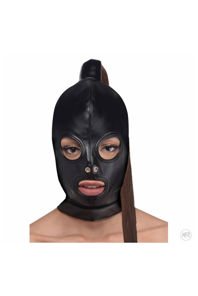 XR Brands - Strict - Ponytail Bondage Hood - Black - Stag Shop