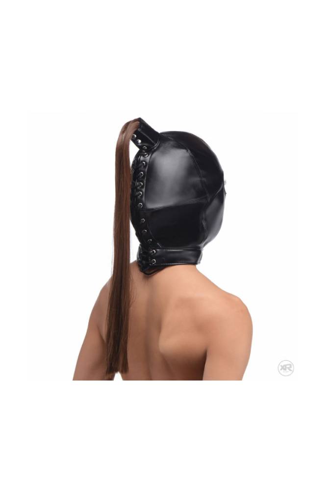 XR Brands - Strict - Ponytail Bondage Hood - Black - Stag Shop