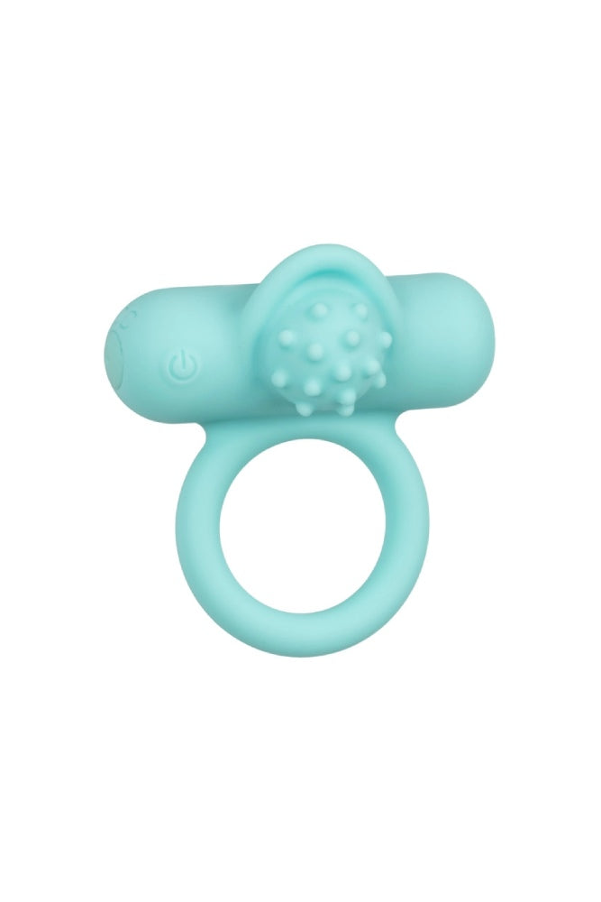 Cal Exotics - Silicone Rechargeable Nubby Lover’s Delight Cock Ring - Blue - Stag Shop