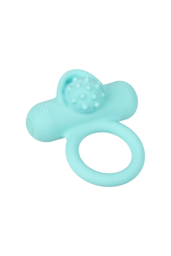Cal Exotics - Silicone Rechargeable Nubby Lover’s Delight Cock Ring - Blue - Stag Shop