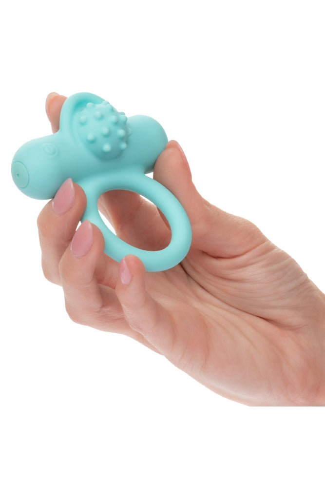 Cal Exotics - Silicone Rechargeable Nubby Lover’s Delight Cock Ring - Blue - Stag Shop