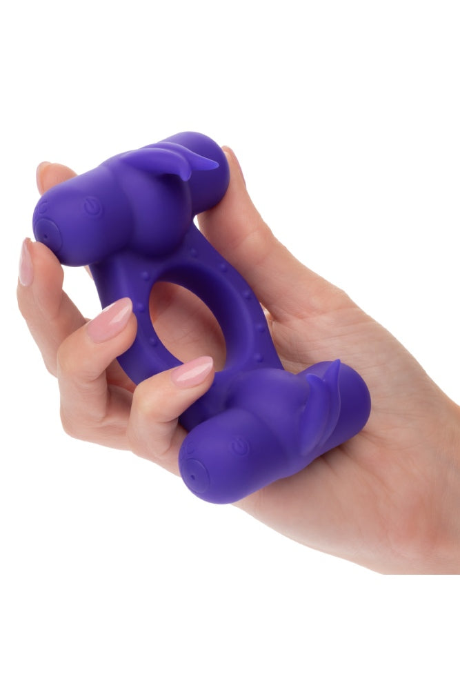 Cal Exotics - Silicone Rechargeable Triple Orgasm Enhancer Cock Ring - Purple - Stag Shop