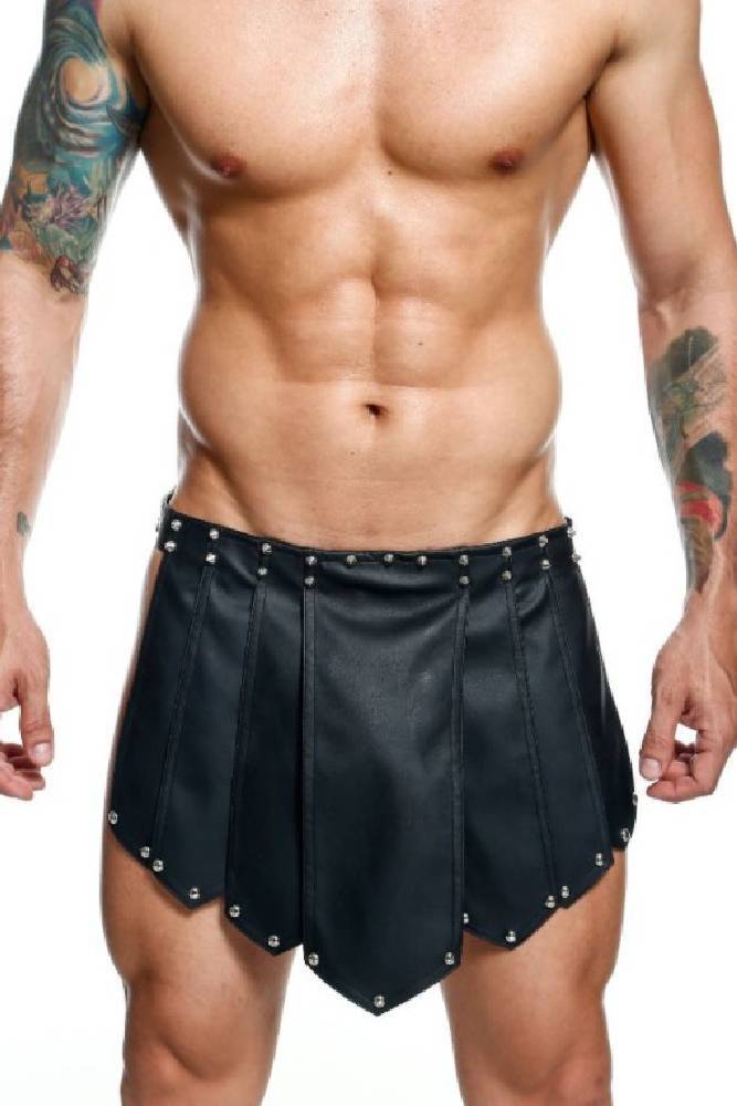 MaleBasics - DNGEON - Roman Leather Warrior Skirt - Black - OS - Stag Shop