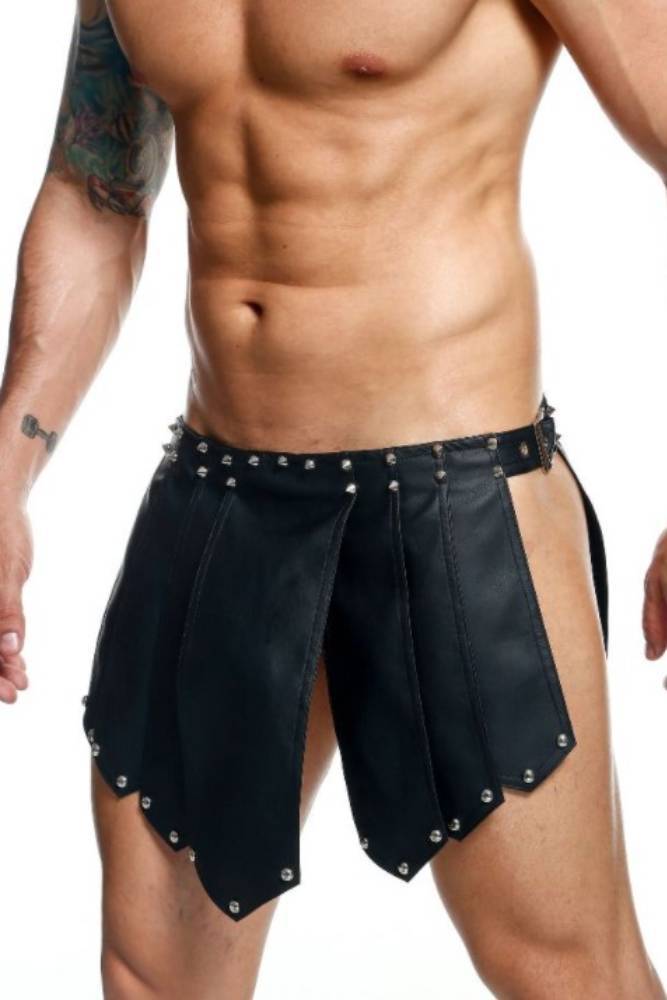 MaleBasics - DNGEON - Roman Leather Warrior Skirt - Black - OS - Stag Shop