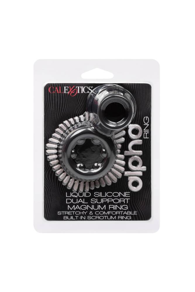 Cal Exotics - Alpha - Liquid Silicone Dual Magnum Ring - Black - Stag Shop
