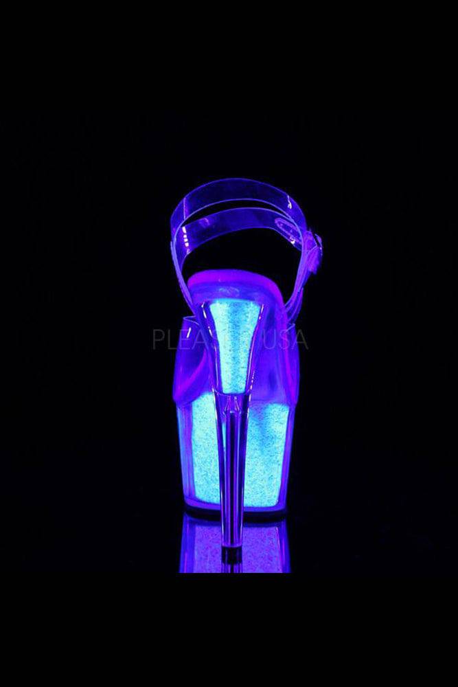 Pleaser USA - Adore 7 Inch UV Glow Stiletto Heel w/ Ankle Strap - Silver - Stag Shop