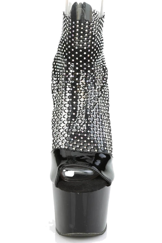 Pleaser USA - Adore 7 Inch Heel with Ankle Strap and Rhinestone Mesh - Black - Stag Shop