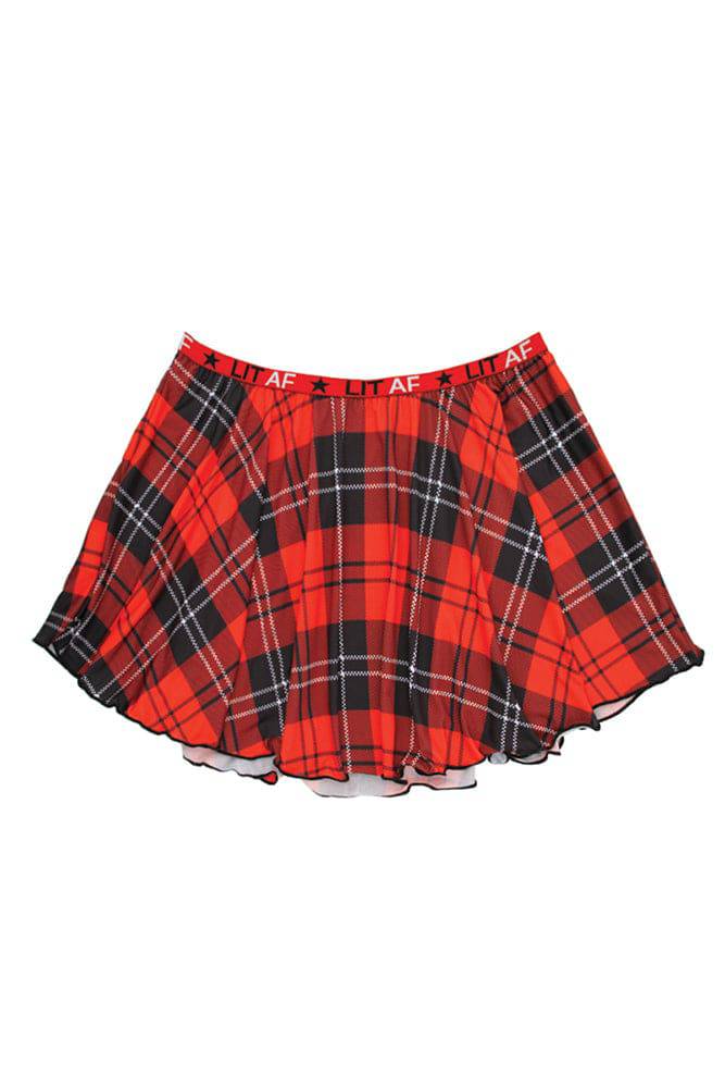 Fantasy Lingerie - AF803 - Lit AF Plaid Skirt - Black/Red - Queen Size - Stag Shop
