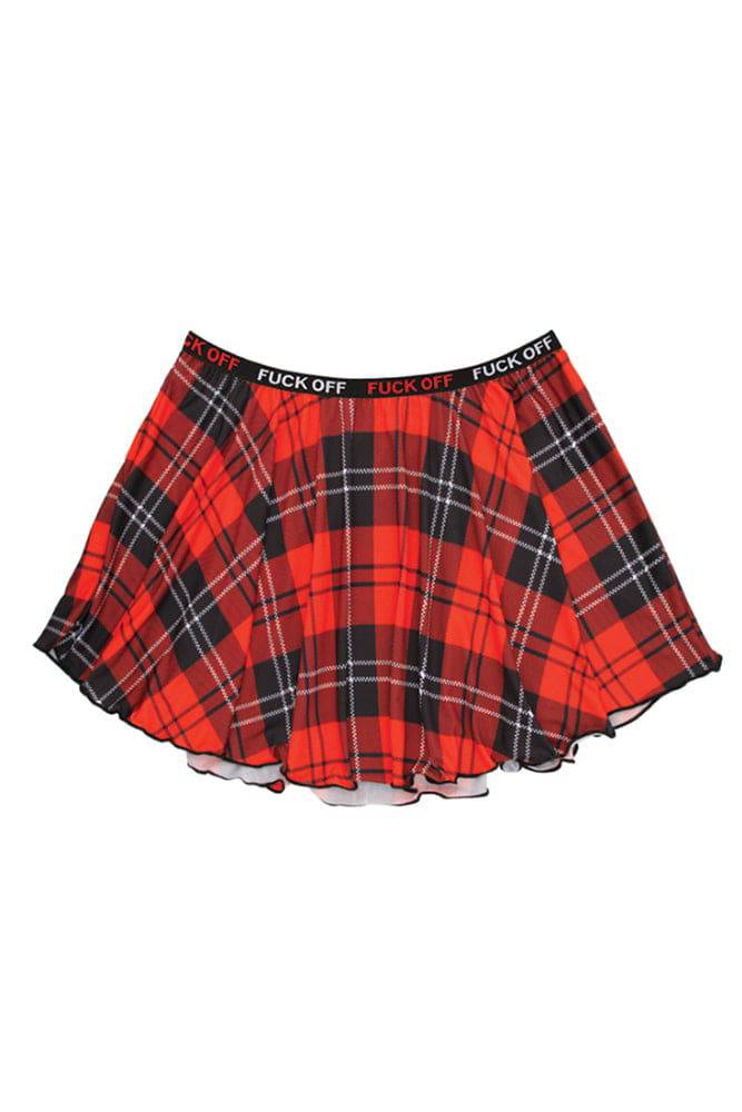 Fantasy Lingerie - AF804 - Fck Off Plaid Skirt - Black/Red - Stag Shop