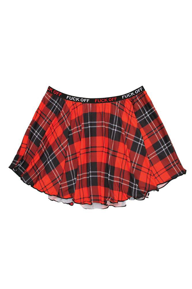 Fantasy Lingerie - AF804 - Fck Off Plaid Skirt - Black/Red - Queen Size - Stag Shop