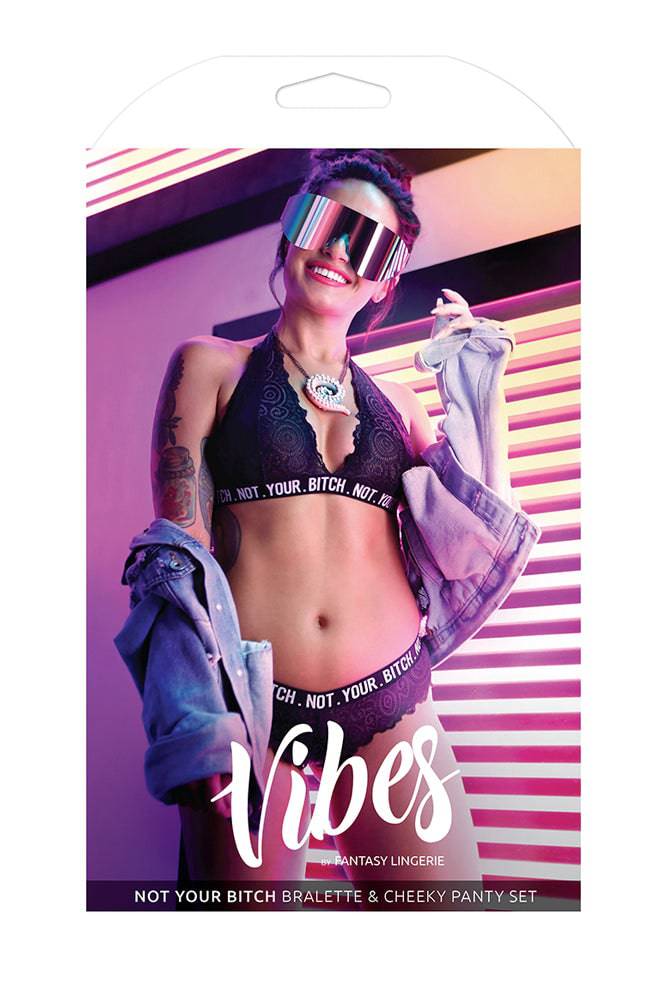 Fantasy Lingerie - AF902 - Not Your Bitch Bralette & Cheeky Panty Set - Black - Stag Shop