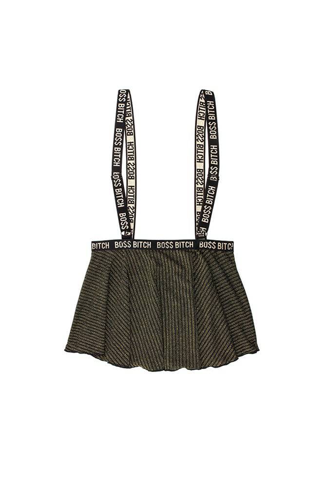 Fantasy Lingerie - AF911 - BOSS Bitch Suspender Skirt - Black/Gold - Queen Size - Stag Shop