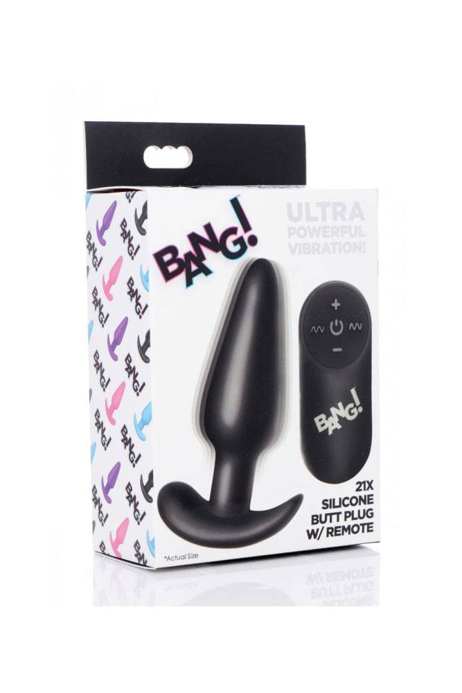 XR Brands - BANG - Remote Control 21X Vibrating Silicone Butt Plug - Black - Stag Shop