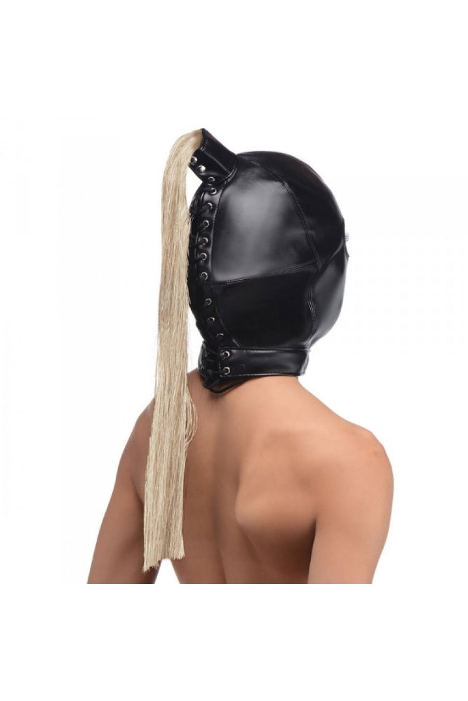 XR Brands - Strict - Ponytail Bondage Hood - Black - Stag Shop