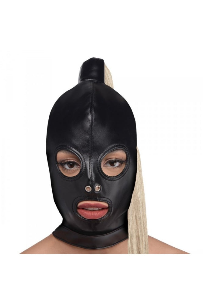 XR Brands - Strict - Ponytail Bondage Hood - Black - Stag Shop