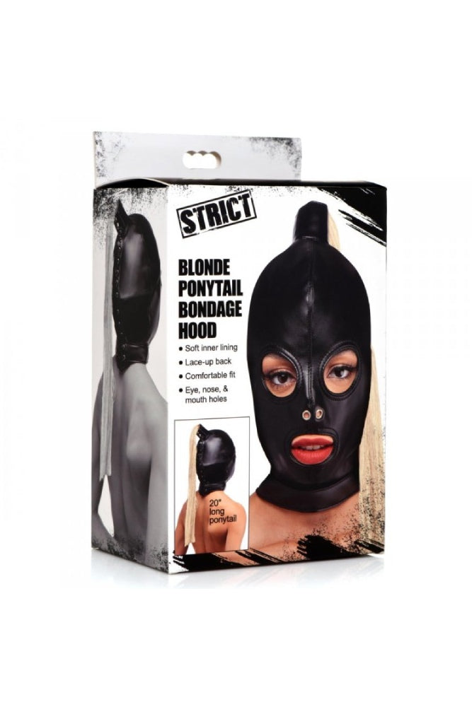 XR Brands - Strict - Ponytail Bondage Hood - Black - Stag Shop