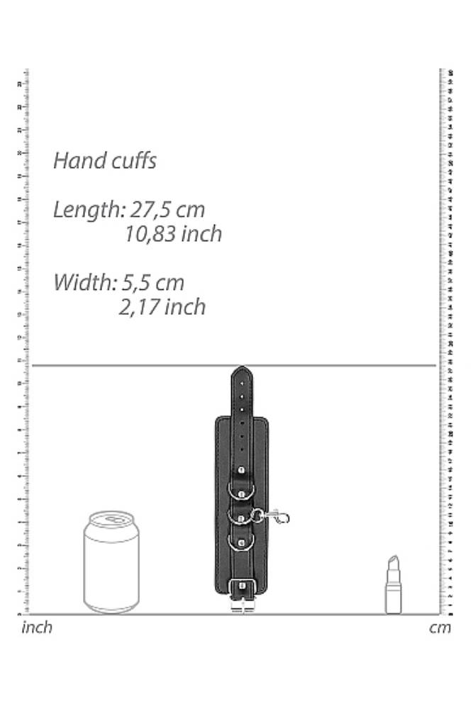 Ouch by Shots Toys - Black & White - Bonded Leather Hogtie with Hand & Ankle Cuffs - Black - Stag Shop