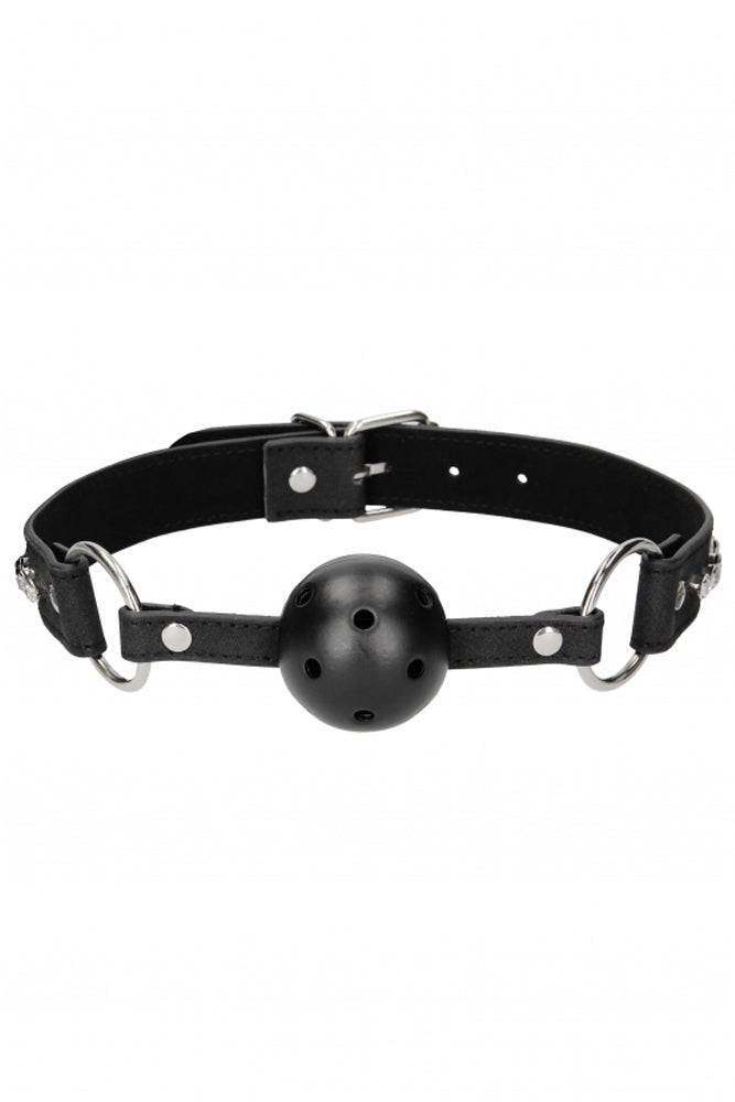 Ouch by Shots Toys - Breathable Ball Gag With Diamond Studded Straps - Black - Stag Shop