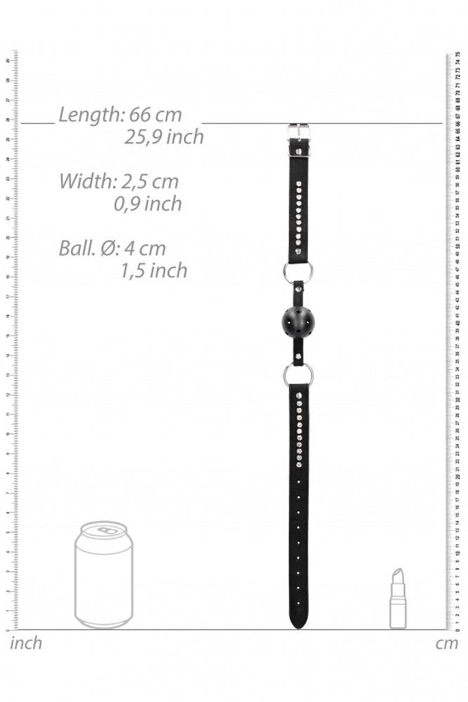 Ouch by Shots Toys - Breathable Ball Gag With Diamond Studded Straps - Black - Stag Shop