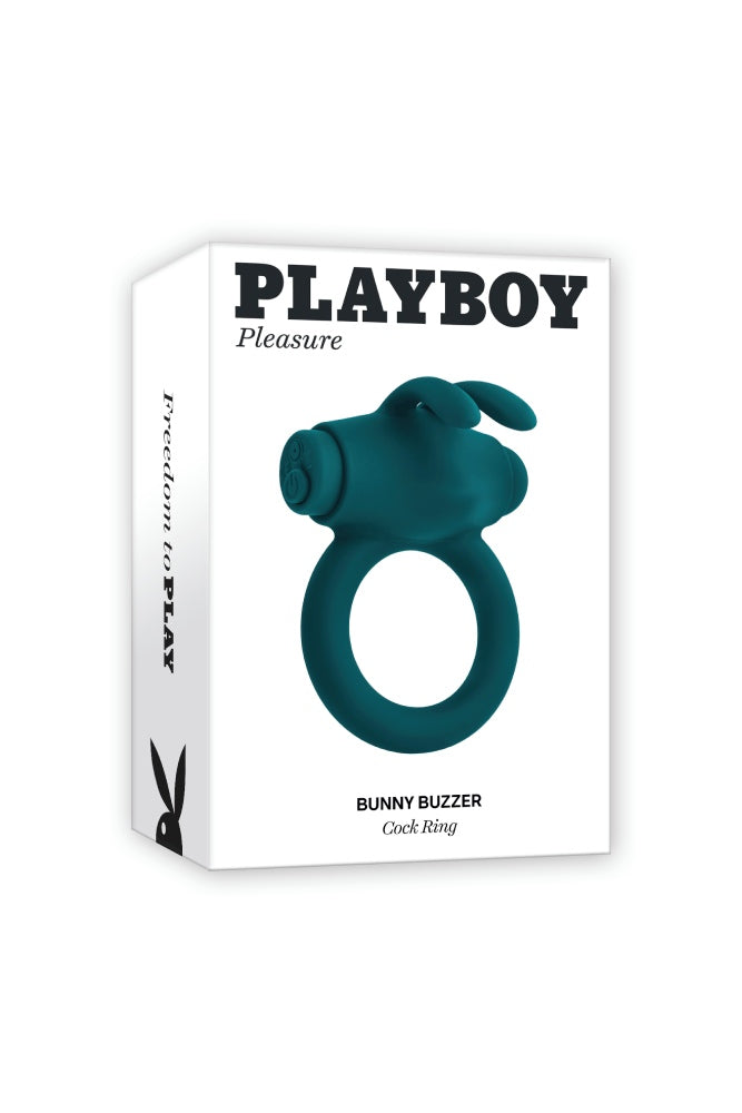 Playboy - Bunny Buzzer Vibrating Cock Ring - Teal - Stag Shop