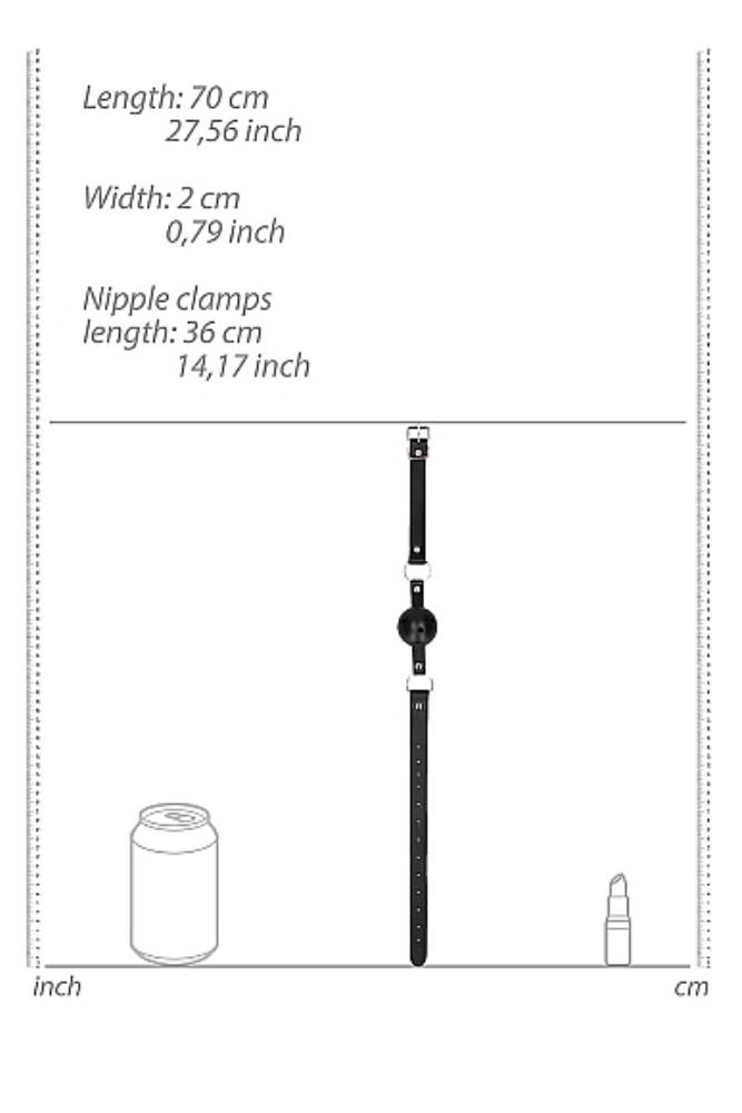 Ouch by Shots Toys - Black & White - Breathable Ball Gag with Nipple Clamps - Black - Stag Shop