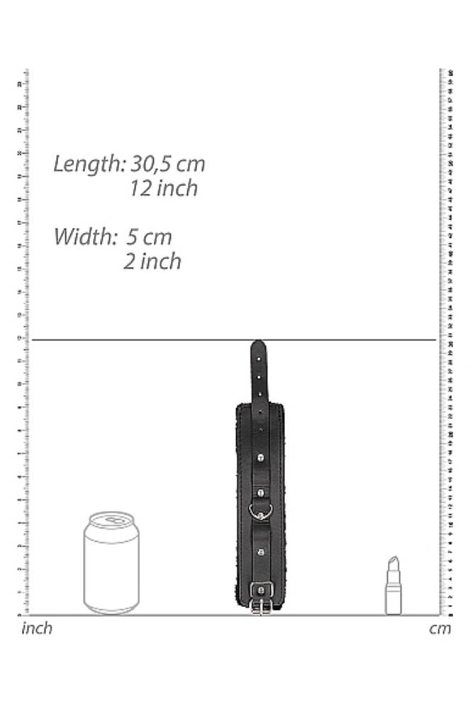 Ouch by Shots Toys - Black & White - Plush Adjustable Bonded Leather Wrist Cuffs - Black - Stag Shop