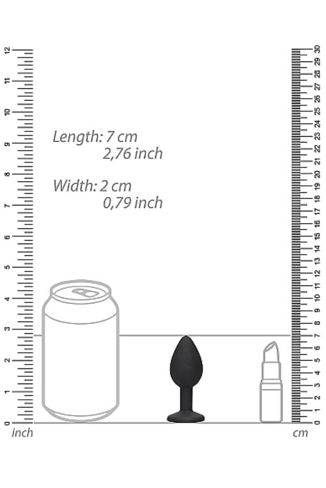 Ouch by Shots Toys - Black & White - Silicone Butt Plug with Removable Jewel - Black - Stag Shop