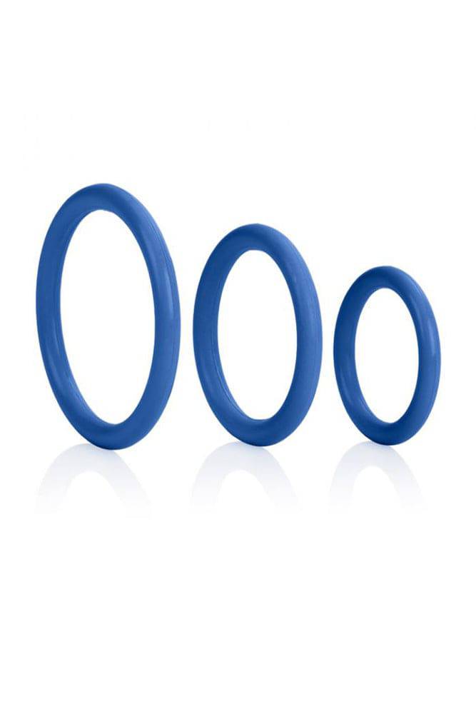 Cal Exotics - Tri-Rings Cock Ring Set - Blue - Stag Shop