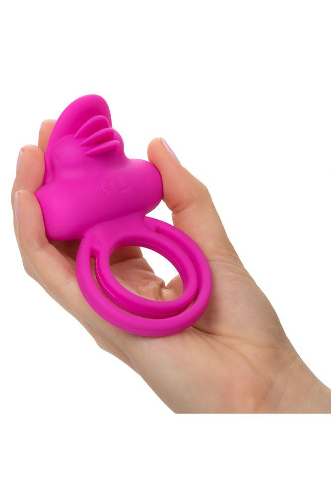 Cal Exotics - Rechargeable Dual Clit Flicker Cock Ring - Pink - Stag Shop