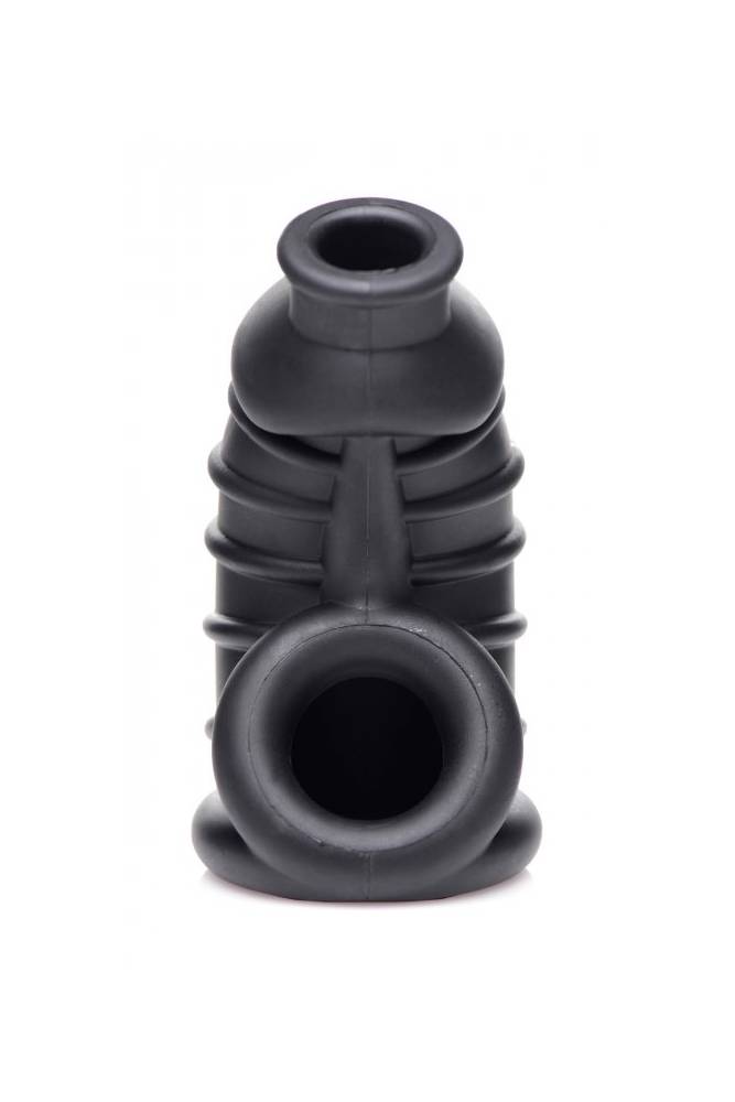 XR Brands - Master Series - Dark Chamber Silicone Chastity Cage - Black - Stag Shop