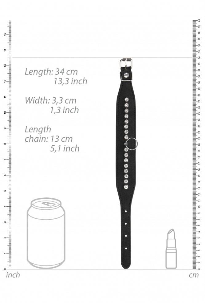 Ouch by Shotss Toys - Diamond Studded Ankle Cuffs - Black - Stag Shop