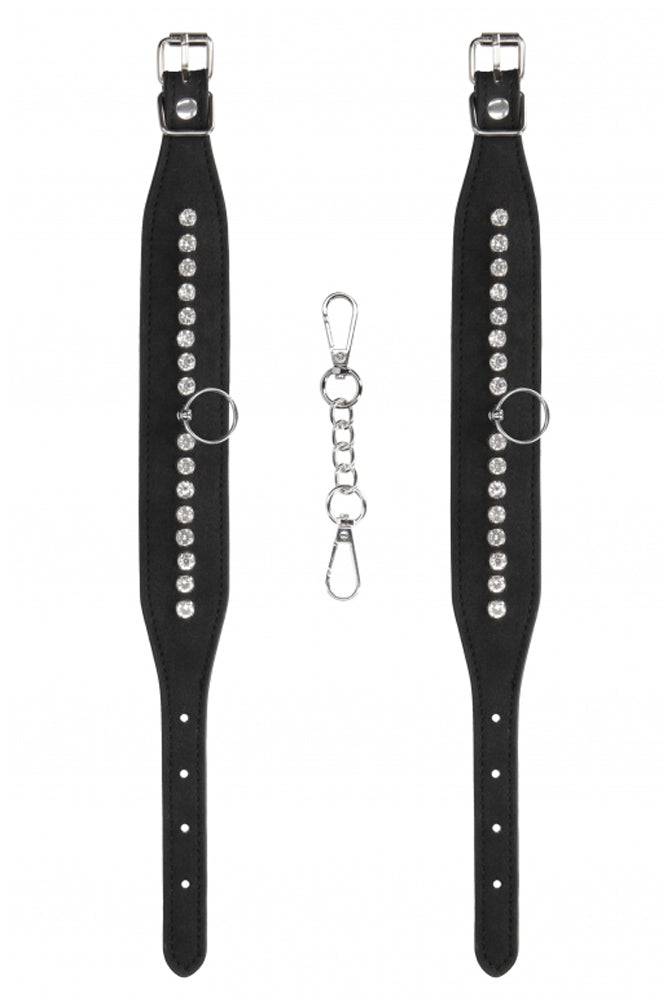 Ouch by Shotss Toys - Diamond Studded Ankle Cuffs - Black - Stag Shop