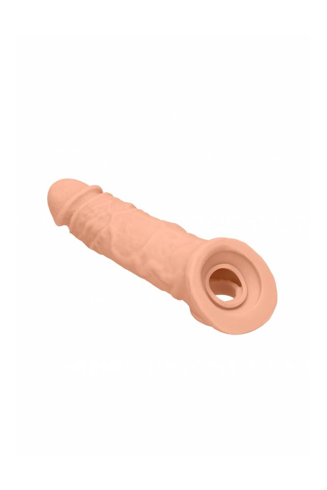 Shots Toys - RealRock - 8 Inch Penis Sleeve with Ball Strap - Beige - Stag Shop