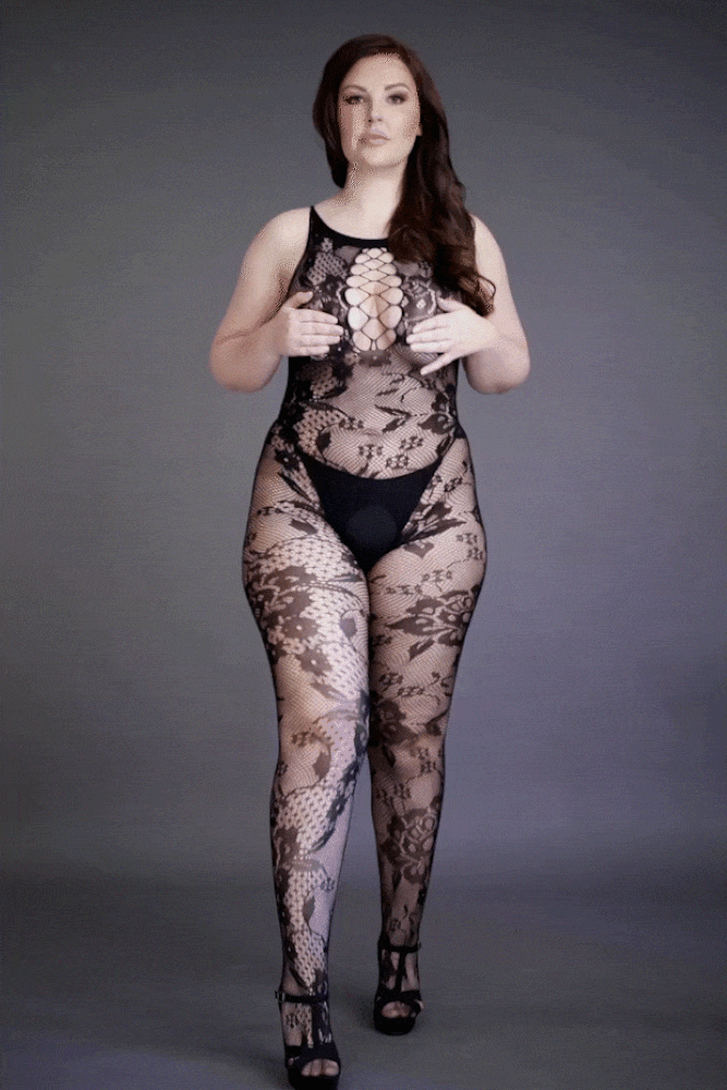 Shots Toys - Le Désir - DES023X - Crotchless Lace Bodystocking - OS/XL - Black - Stag Shop