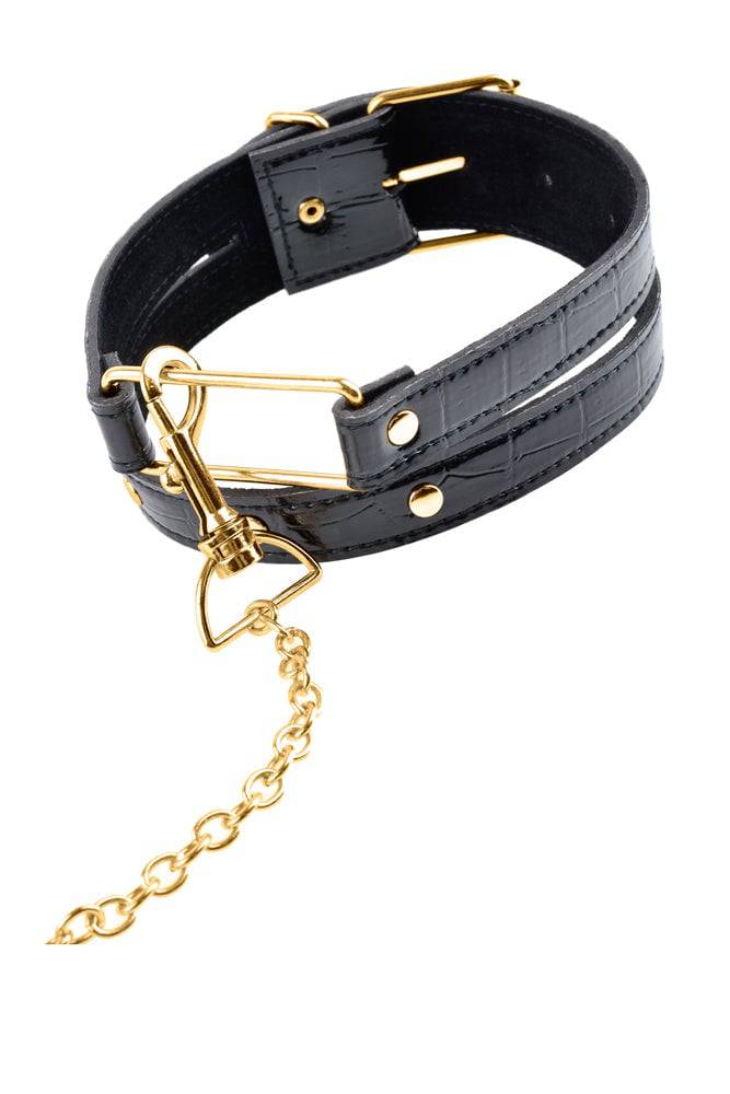 Pipedream - Fetish Fantasy Gold - Collar & Leash Set - Gold/Black - Stag Shop