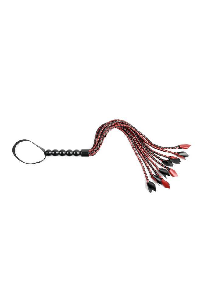 Sportsheets - Saffron Braided Flogger - 24 Inch - Black/Red - Stag Shop