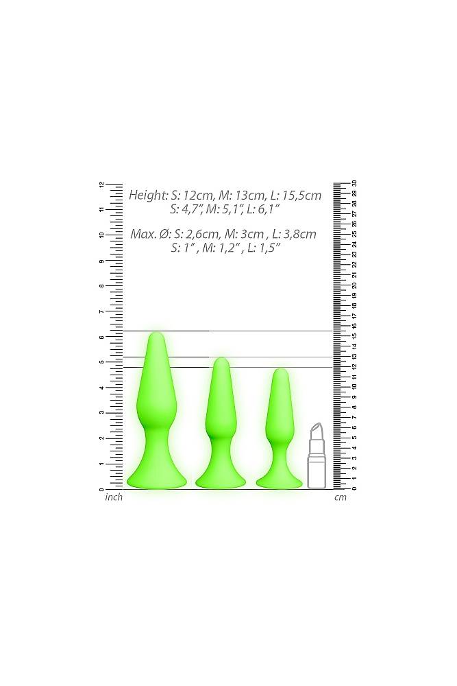 Ouch by Shots Toys - Butt Plug Set - Glow in the Dark - Stag Shop