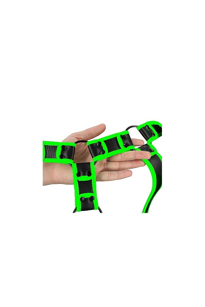 Ouch by Shots Toys - Bonded Leather Body Harness - Glow in the Dark - Stag Shop