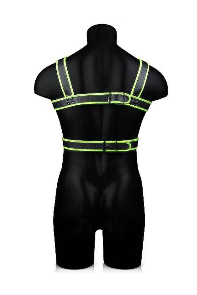 Ouch by Shots Toys - Bonded Leather Body Harness - Glow in the Dark - Stag Shop