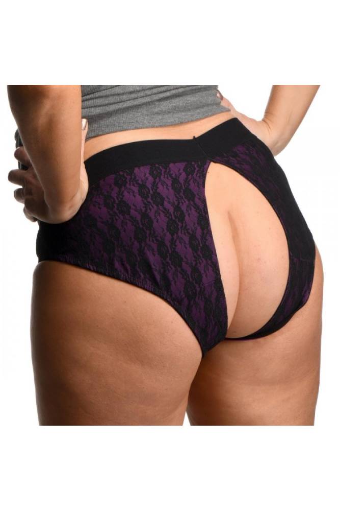 XR Brands - Strap U - Lace Envy Crotchless Panty Harness - Purple - Stag Shop