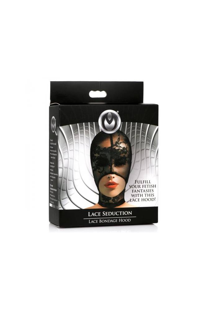 XR Brands - Master Series - Lace Seduction Bondage Hood - Black - Stag Shop
